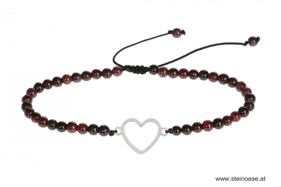 Armband Granat & Herz